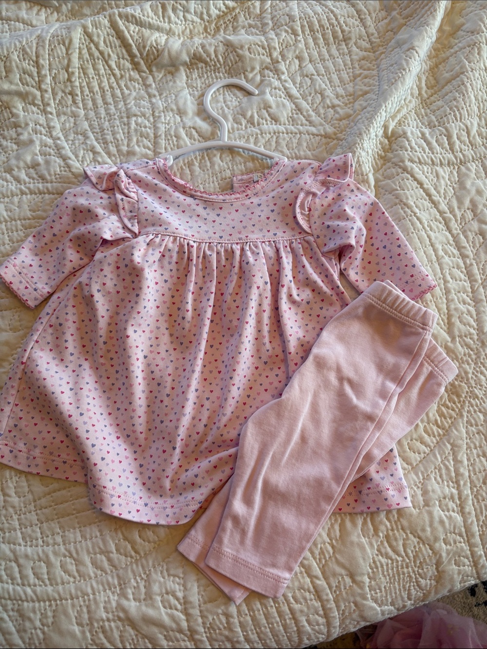 Kissy Kissy Pink Heart Print Tunic Top with Pink Leggings